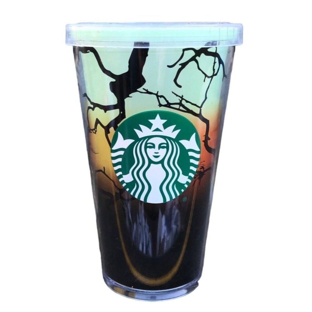 2022 Starbucks Halloween Raven's Perch Glow in the Dark Cold Cup Tumbler 24 oz